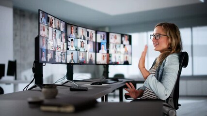 Aufkleber - Video Conference Call. Remote Virtual Meeting