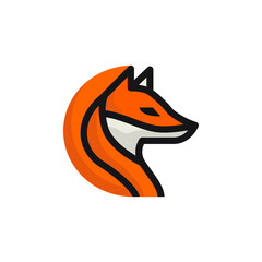 Wall Mural - Fox logo icon. Colorful fox logo design. Wild fox vector icon. Animal fox vector. Stylish orange logo for fox company. Tricolor fox logo.