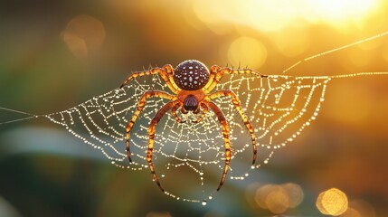 dew kissed spiderweb nature s golden hour macro photography