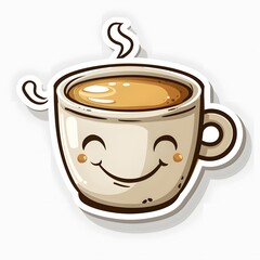 Wall Mural - Aromatic coffee cup stickers for coffee lovers. AI generate illustration