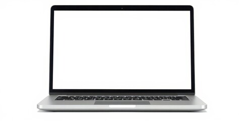 Wall Mural - A laptop mockup with a translucent screen isolated on a white background, blank, technology, portable