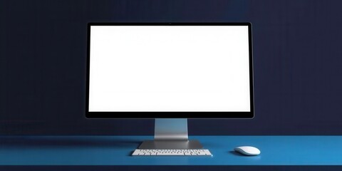 Wall Mural - Modern computer screen with blank display, suitable for incorporating custom graphics or text, template, empty, digital