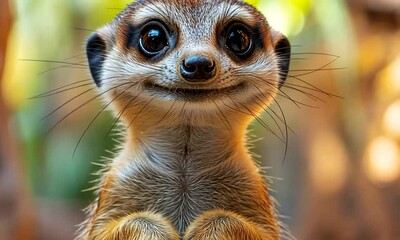 Wall Mural - Adorable Meerkat Portrait: A Close-Up of a Smiling Meerkat