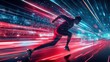 © YauheniB - Schneller sportler in neonfarbiger umgebung