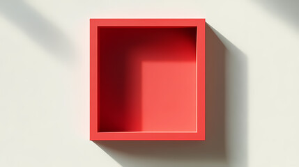 Wall Mural - Red gift box frame mockup or red present frame border isolated on white background with shadow minimal creative idea concepts 3d rendering. Shadowed. Illustration