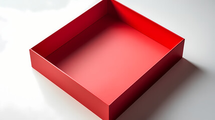 Wall Mural - Red gift box frame mockup or red present frame border isolated on white background with shadow minimal creative idea concepts 3d rendering. Shadowed. Illustration