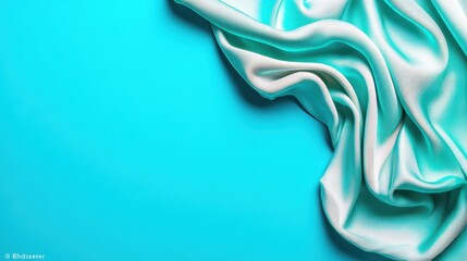 Aufkleber - Soft Silk Fabric Draped on Bright Turquoise Background for Design