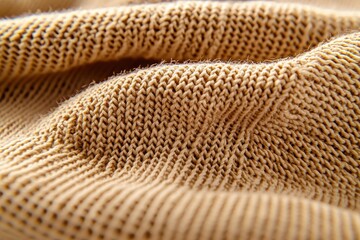 Fototapete - Close-up of Soft Beige Knit Fabric with Intricate Textures and Patterns