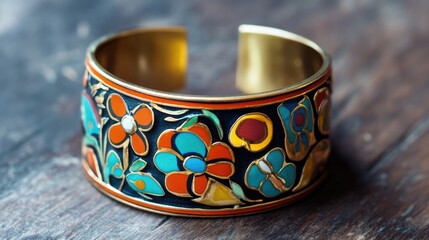 Wall Mural - Colorful Floral Pattern Cuff Bracelet with Intricate Design Elements