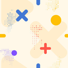 Wall Mural - vector illustration. vibrant color seamless cool bright neo background with memphis pattern shapes a