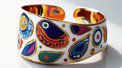 Wall Mural - Colorful Decorative Cuff Bracelet with Artistic Patterns and Shine