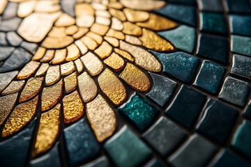 Wall Mural - Gold and Dark-Toned Glass Tile Mosaic