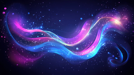 Wall Mural - abstract glowing wave of light and sparks creating a magical and dynamic energy flow on a dark backg