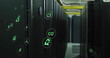 © vectorfusionart - Image of ecology icons over server room