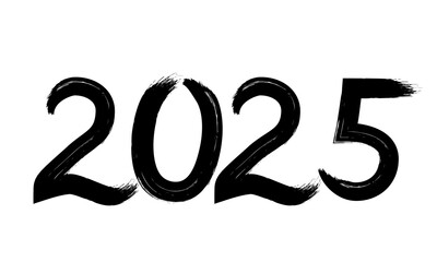 Wall Mural - 2025 Hand written numbers with brush. Calligraphy lettering for New Year. Holidays typography poster. Vector template for banner, sign, greeting card, invitation, shirt design, etc.