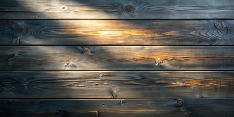 Aufkleber - Rustic Wooden Planks With Warm Sunlight Illuminating The Texture