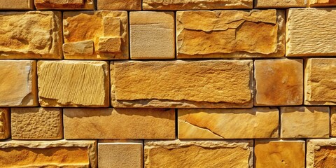 Poster - A Close-Up View of a Rugged Sandstone Wall with Varied Textures and Uneven Brick Sizes