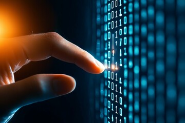 Human interaction with digital binary code display in a virtual environment