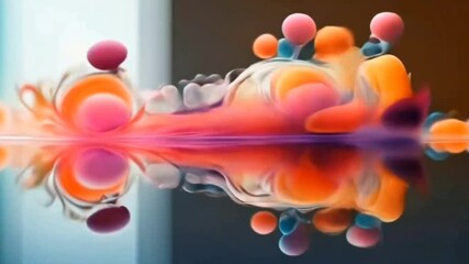 Wall Mural - Colorful liquid shapes in motion and reflection. Video clip.