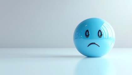 Aufkleber - A glossy 3D emoji depicting a sad expression, showcasing emotions in a vibrant design ideal for digital art and emotional expression themes.