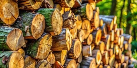 Aufkleber - A Stack of Wooden Logs Arranged in a Pattern, Revealing the Intricate Grain and Warm Hues of the Wood