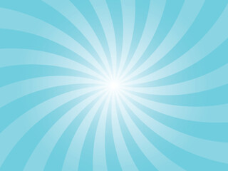 Poster - Abstract Blue Background with Rays Retro Starburst Rays. Cyan Turquoise Sunburst Background Vector Illustration Pattern Beam Rays. Spiral Radial Striped Backdrop. Vector Illustration.