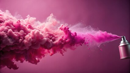 Poster - A pink spray can expels a plume of vibrant pink smoke, creating a captivating cloud of color against a backdrop of magenta.