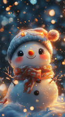 Cute Snowman Winter Holiday Digital Art | Winter Wonderland