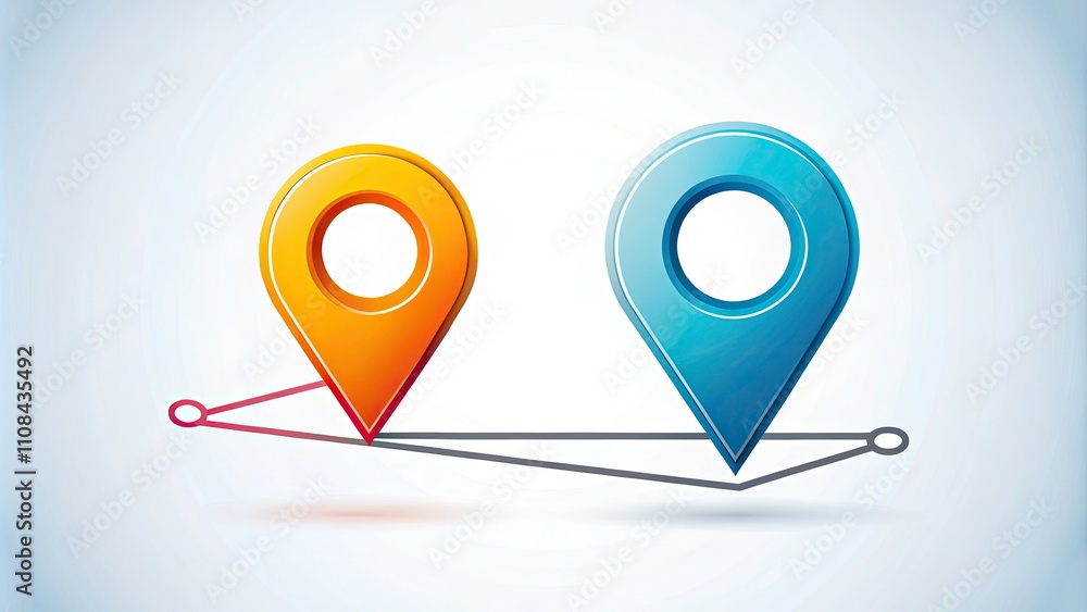 Continuous Line Location Markers Icon - Modern Vector Design Featuring ...