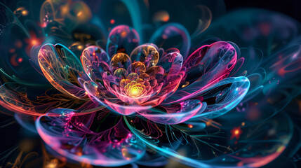 Wall Mural - Radiant Abstract Flower with Vibrant Colors and Luminous Glow