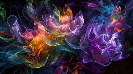 Wall Mural - Colorful Abstract Swirls of Smoke and Light in Vibrant Motion