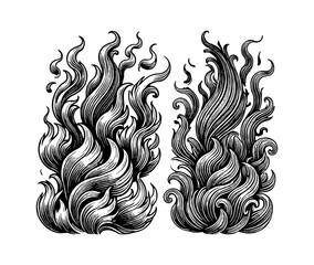 Wall Mural - fire engraving black and white outline