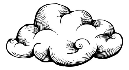Wall Mural - cloud engraving black and white outline