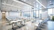 © Caitlin - Panoramic Lecture Hall, White Vignette, Elegant Classroom, Modern University, Academic Setting, Study Space,  Bright Interior, Spacious Room,  Education Background
