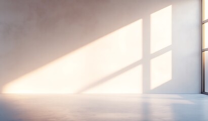 Poster - A minimalistic empty room with soft light creating shadows on the wall, evoking tranquility and space.