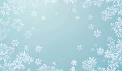 Poster - A serene winter background featuring delicate snowflakes scattered across a soft blue gradient.