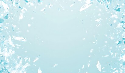 Fototapete - A serene icy blue background adorned with scattered crystalline shards, creating a tranquil and modern aesthetic.
