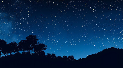 star-filled night sky: a star-filled night sky above a silhouetted landscape, showcasing the vastnes