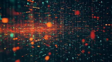 Wall Mural - abstract technology digital binary code matrix background - 3d rendering of a scientific technology 