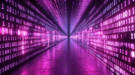 Wall Mural - abstract technology digital binary code matrix background - 3d rendering of a scientific technology 