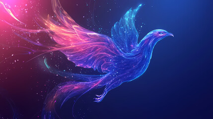 Wall Mural - Magical phoenix immortal bird flying. mythology creature concept. generative ai technology. Immortal. Illustration