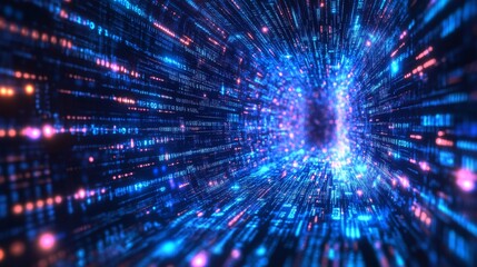 Wall Mural - abstract technology digital binary code matrix background - 3d rendering of a scientific technology 