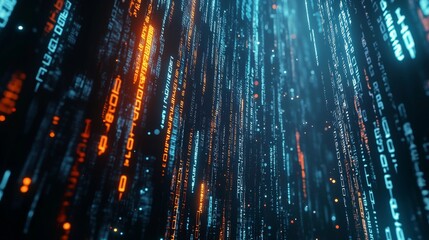 Wall Mural - abstract technology digital binary code matrix background - 3d rendering of a scientific technology 