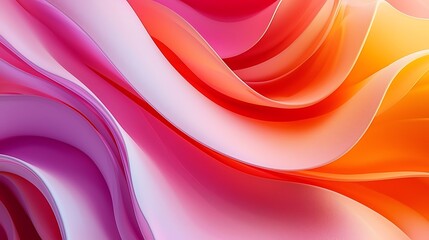 Wall Mural - Dynamic Abstract Seamless Wave Forming With Fluid Lines in Vibrant Colors of Pink, Orange, and White for Modern Design Applications