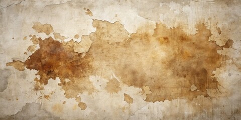 Wall Mural - Abstract Brown Stains on White Paper: Grunge Concrete Texture Wallpaper Background Design