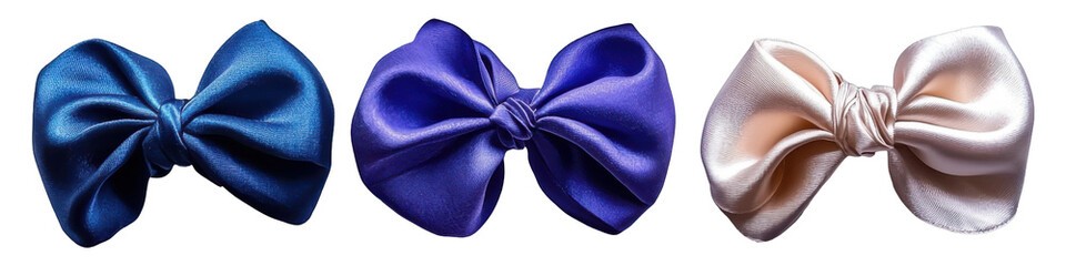 Wall Mural - Elegant Satin Bows Blue Purple Beige Fabric Bows Gift Decoration Fashion Accessories Hair Bows