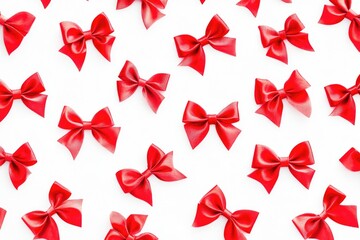 Canvas Print - Red Bows on White Surface