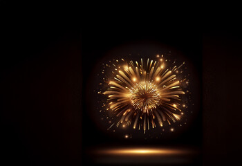 Poster - A dazzling golden firework burst against a dark night sky.  The radiant explosion of light and sparkles creates a celebratory, luxurious feel.
