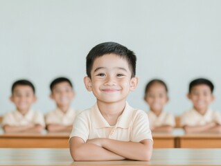 Poster - Joyful Learning Happy Children Engaged in a Bright Classroom Setting