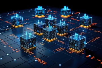 Poster - a computer chip with many small cubes on it
